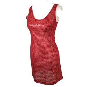 Fredericks Of Hollywood Size S‎ Sexy Women Red Sleeveless Sequins Dress   USA
